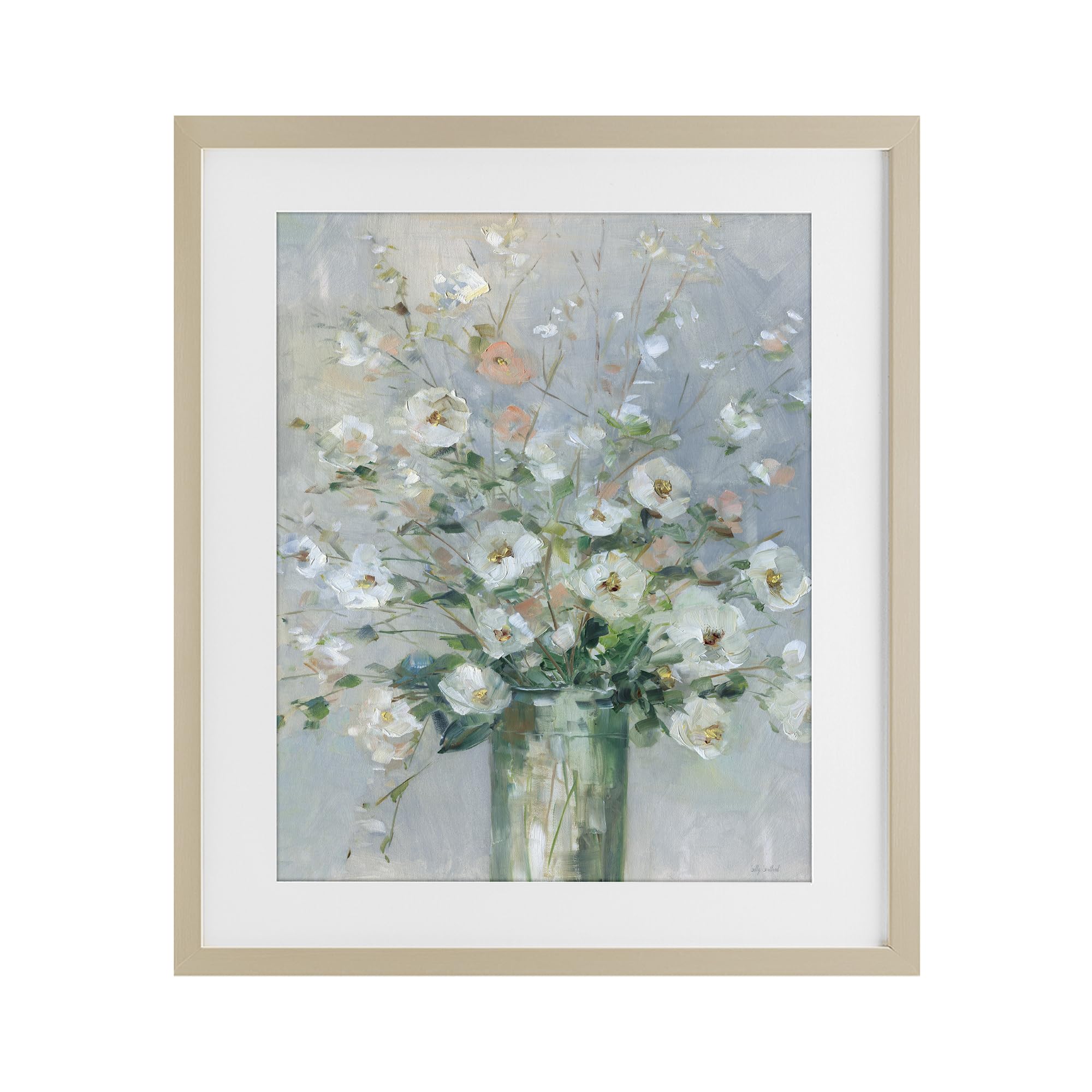 Stupell Industries Harvest Pine (Textured) 'Delicate White Blossoms Impression'| Framed Print Under Glass