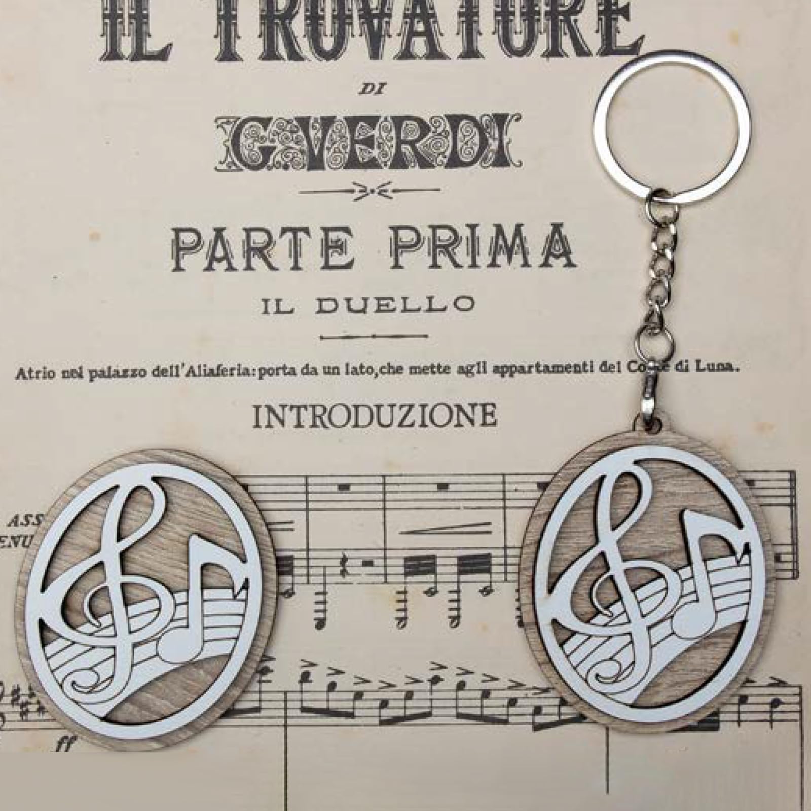 Doni Bomboniere Matrimonio 6PZ Portachiave Ovale con Pentagramma Nota Solidali Idea Regalo Anniversario Comunione Cresima Partecipazioni Utili Idee Originali Economiche Eleganti Nozze Complete