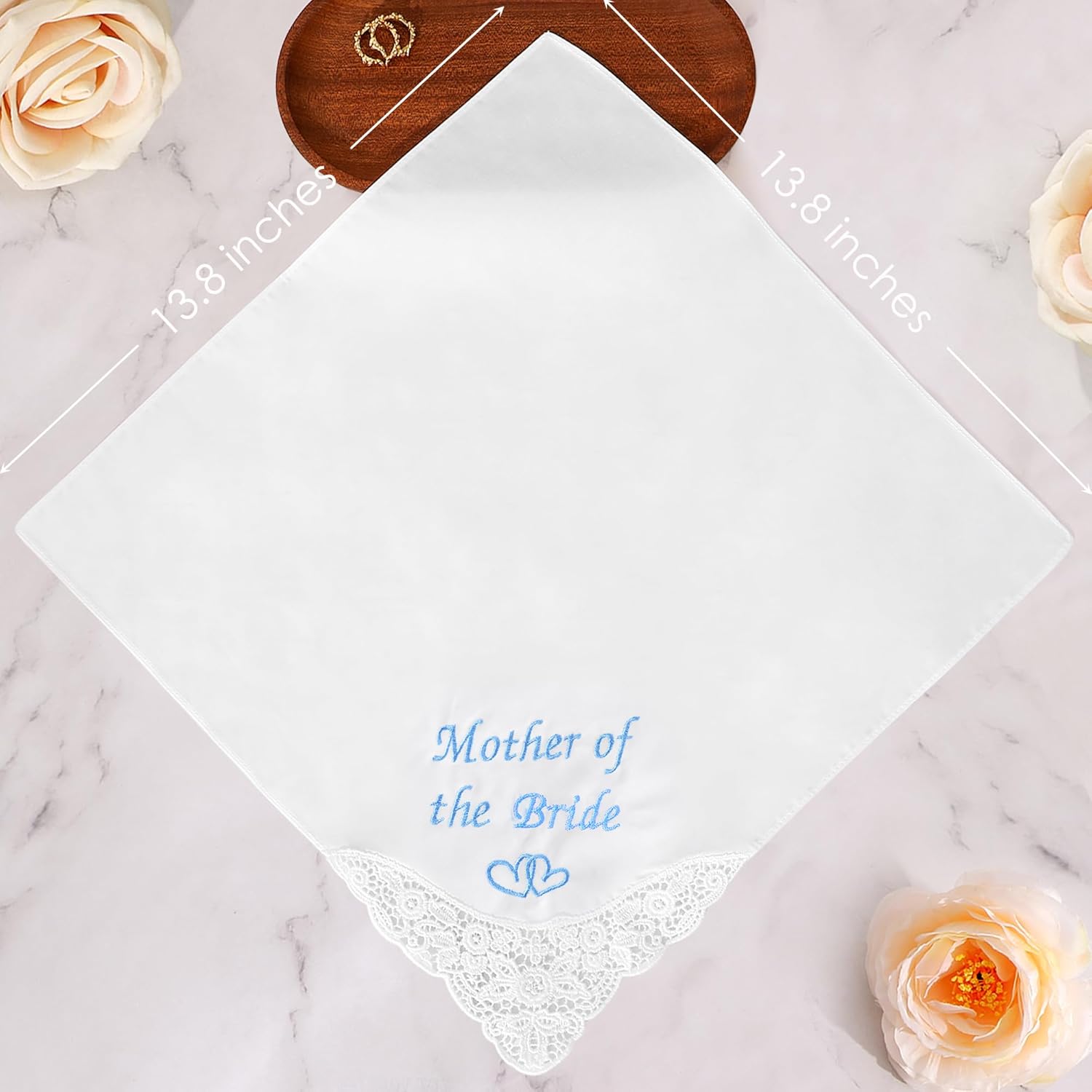 Mother of the Bride Handkerchief Wedding Handkerchiefs Something Blue Gift for Mother of the Groom Keepsake Hanky - Image 3