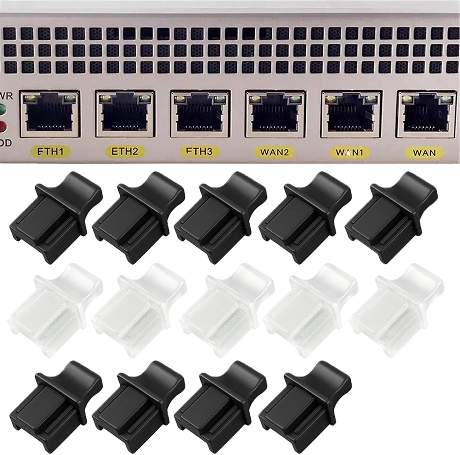 80 PCS Ethernet Hub Port RJ45 Anti-Dust Cover Cap Protector Plug(Transparent)