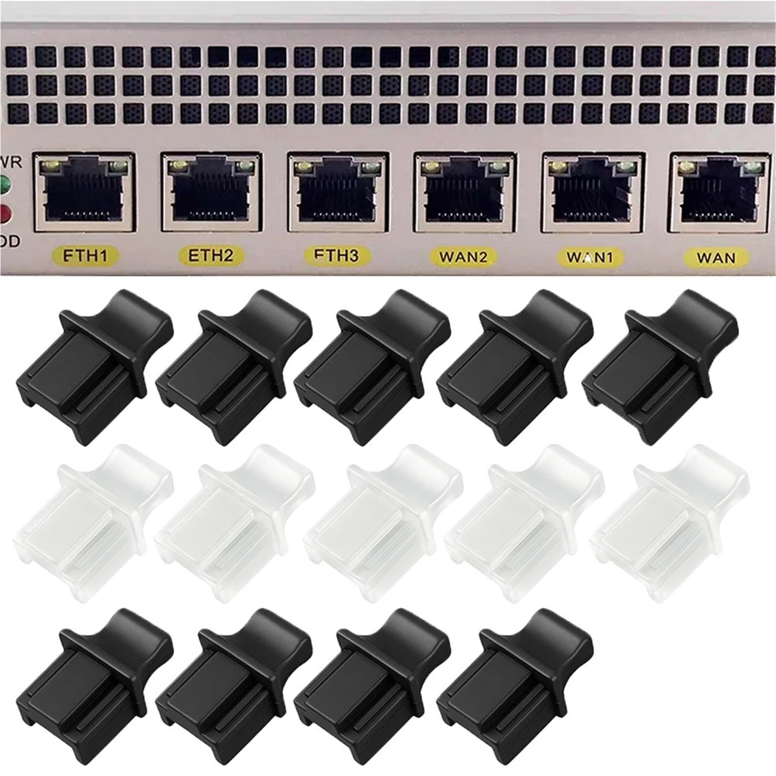 RJ45 Anti-Staub-Abdeckkappen, Ethernet-Hub-Port, RJ45, Staubschutzkappe, Schutzstecker für Hubs, Switches (schwarz), 80 Stück