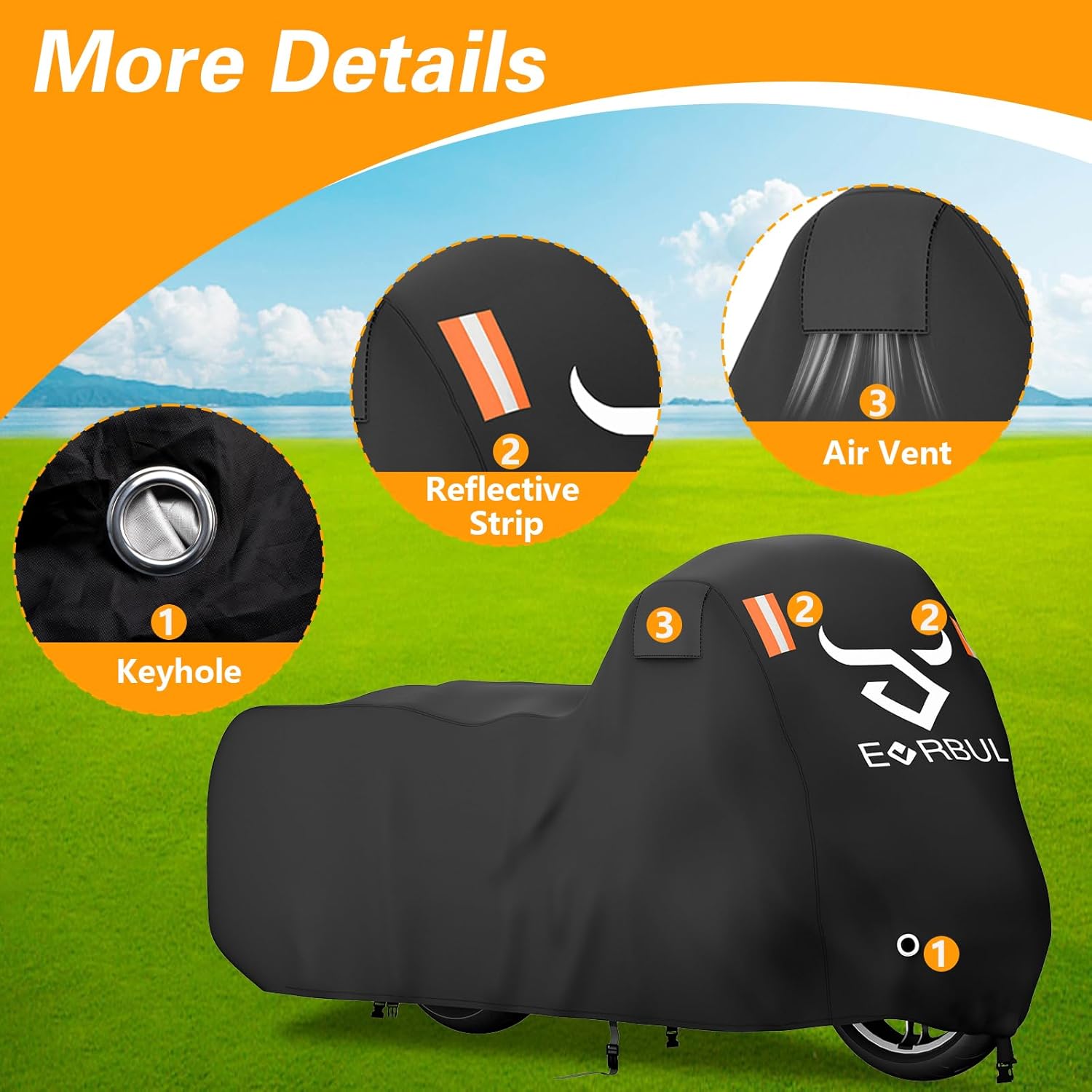 Heavy Duty 420 Motorcycle Cover Compatible with Cruiser Models Harley Davidson Softail Slim,Softail Standard, Softail Breakout, Softail Deuxe, Fat Boy, Street Bob 114