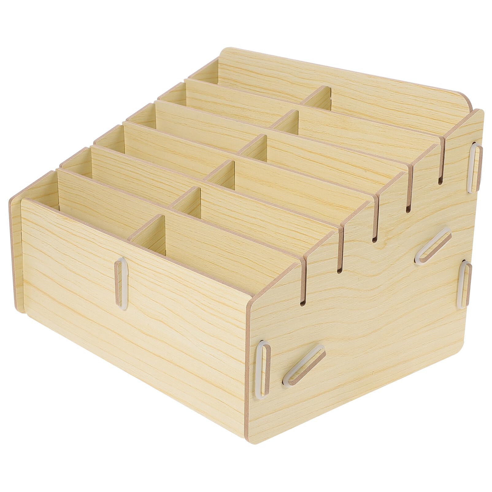 Porta Carte da Gioco Multi Scomparti in Legno Beige per Piccoli Oggetti