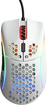 GLORIOUS Gaming Model D- (Small) Wired Gaming Mouse - 61g Superlight Honeycomb Design, RGB, Ergonomic, Pixart 3360 Sensor, Omron Switches, PTFE Feet, 6 Buttons - Glossy White