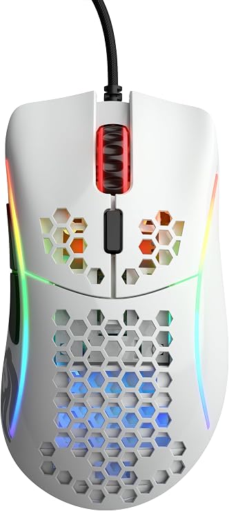 GLORIOUS Gaming Model D- (Small) Wired Gaming Mouse - 61g Superlight Honeycomb Design, RGB, Ergonomic, Pixart 3360 Sensor, Omron Switches, PTFE Feet, 6 Buttons - Glossy White