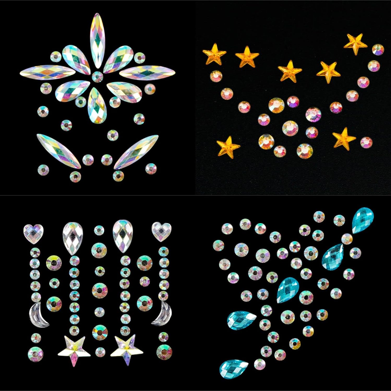 12 Sheets Face Eye Jewels Gems+15g Chunky Glitter for Euphoria Clothes Outfits-Nail Face Eye Hair Gems Rhinestones Stickers Glitter Body Makeup Stick On Rave Festival Accessories Costume for Women