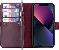 Vista 68 de HARDISTON Funda de piel auténtica de alta calidad hecha a mano para iPhone XR, tarjetero doble, funda magnética desmontable, función atril Marrón