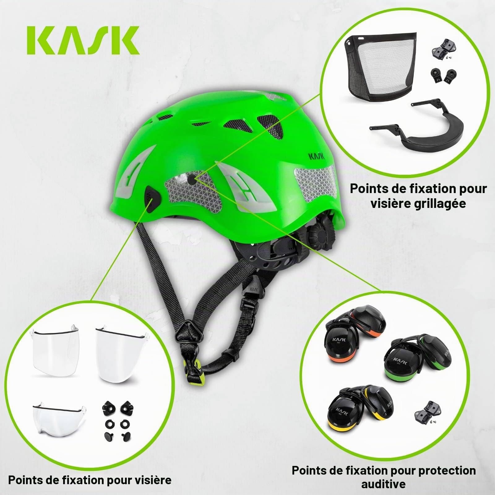 Casque de travail KASK SUPERPLASMA PL HI VIZ WHE00109-221 EN 12492 - jaune fluo