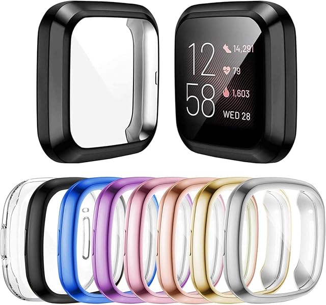 omee 8-Pack Screen Protector Case Compatible with Fitbit Versa 3 & Fitbit Sense,Soft TPU Plated Bumper Full Cover Protective Case for Fitbit Sense & Fitbit Versa 3 Smartwatch
