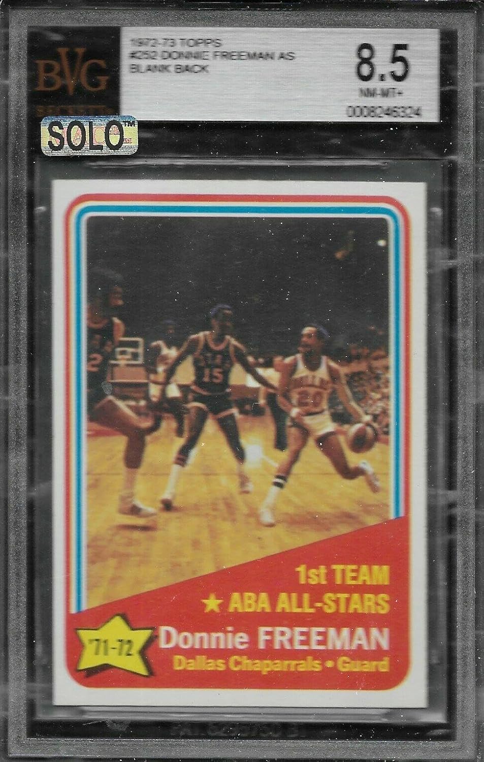 Bvg 8.5 1972 Topps #252 Donnie Freeman All-star Full Color Proof - Basketball Cards