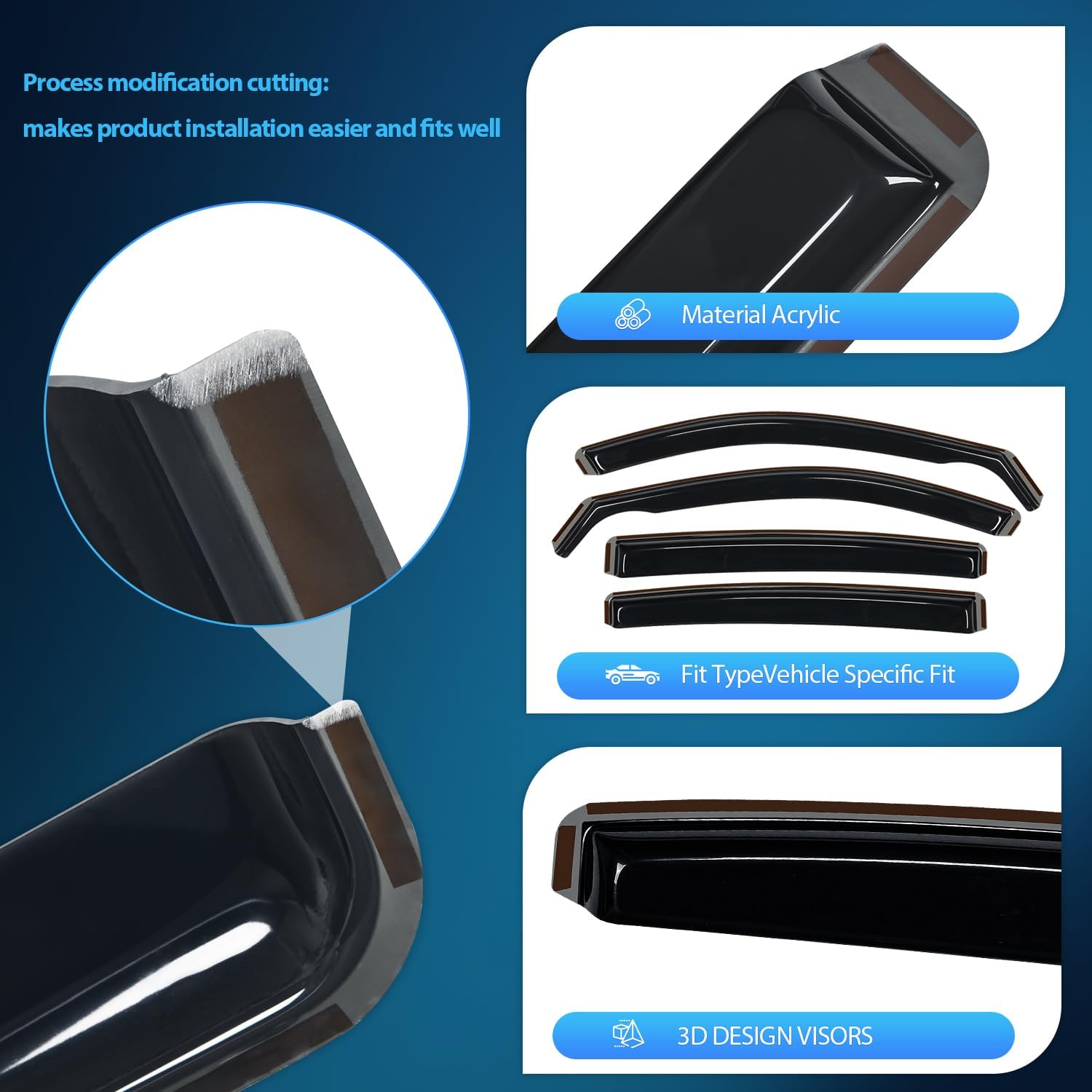 Nilight Vent Window Visors for Altima 2019 2020 2021 2022 2023 2024 2025, in-Channel Rain Guards, Original Window Deflectors-4PCS