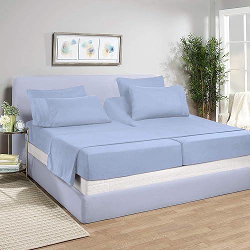 RR Linen Juego de sábanas divididas de 5 piezas para camas ajustables, juego de sábanas divididas tamaño Queen de 800 hilos, 100% algodón egipcio,