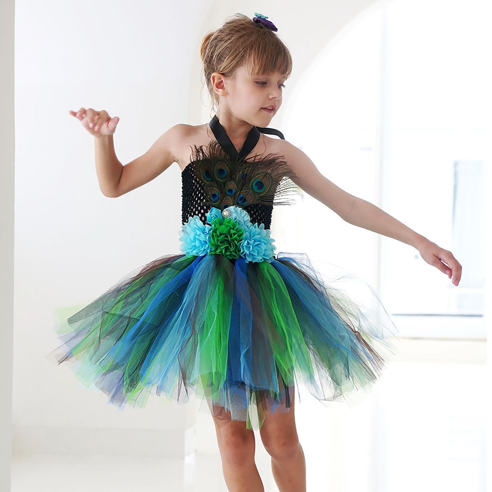 Tutu Abito Costume Svolazzante Maniche Corte con Fascia per Capelli