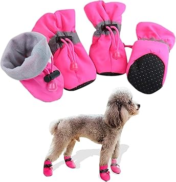 Amazon Co Jp 犬用 靴 4個セット ペット シューズ 滑り止め 防水 ブーツ お散歩 お出かけ 室内 肉球保護 足保護 小型犬 中型犬 大型犬 M ピンク ペット用品