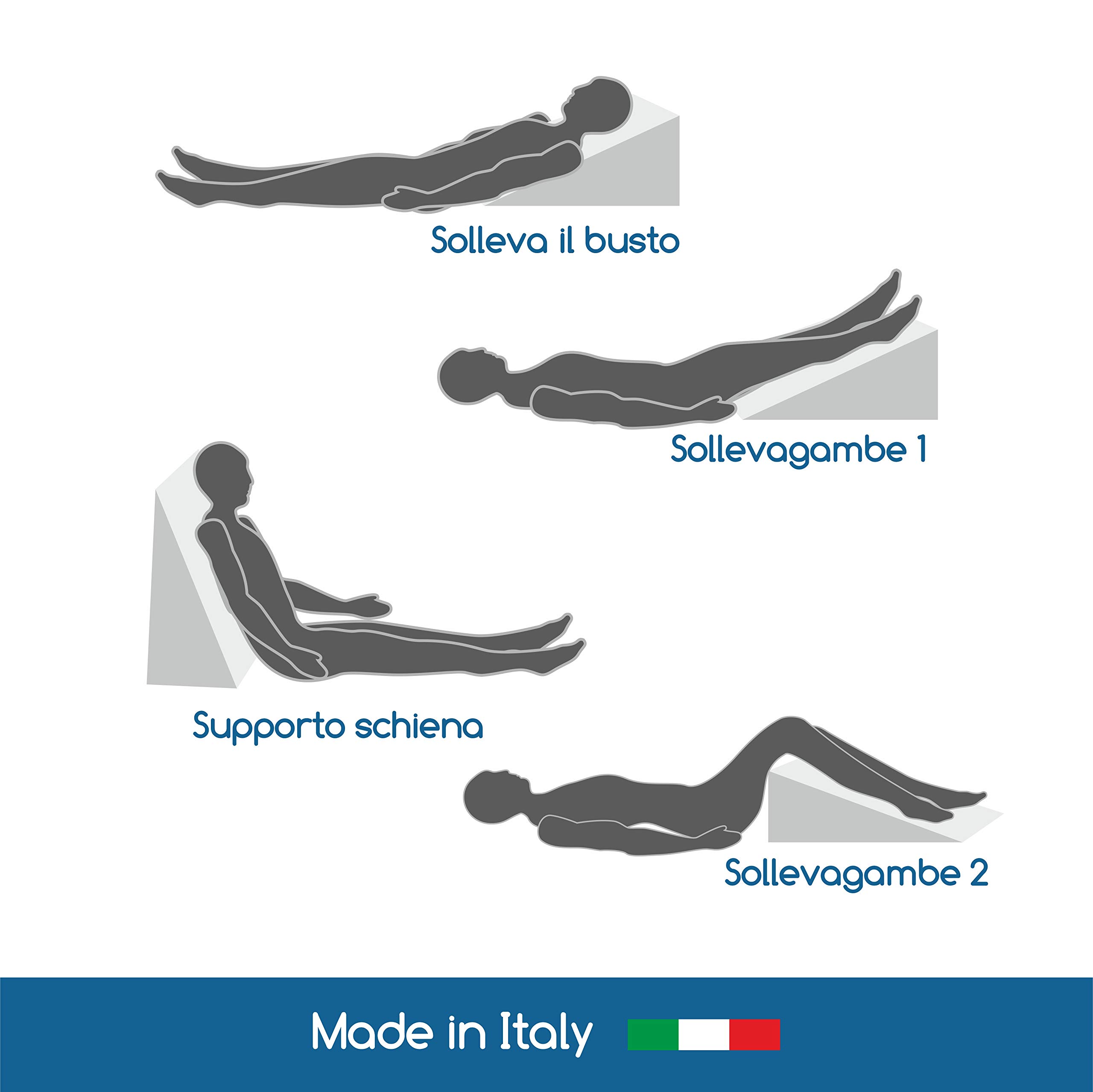 Carparelli Cuscino a Cuneo per Letto Divano da Lettura Supporto ergonomico sollevagambe antireflusso Cotone 100% Made in Italy