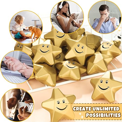 Miniatura 5 de Deekin 36 bolas de estrés con forma de estrella, mini bolas de espuma, juguetes para aliviar el estrés para adolescentes y adultos, rellenos de