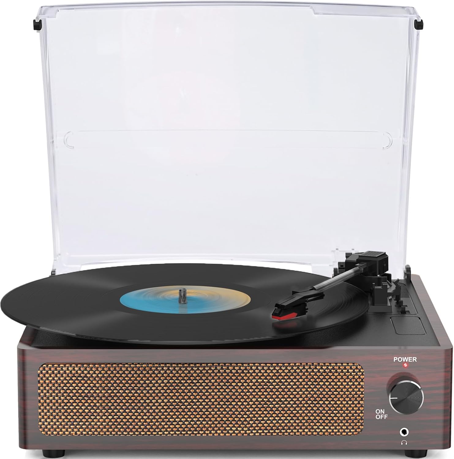 Product image of Vinyl Record Players Turntable with Built-in Two Speakers Belt-Driven All-in-one Retro Turn tables 3 Speed 3 Size LP Phonograph BT Wireless Bluetooth Receiver Headphone AUX-in RCA Vintage Red