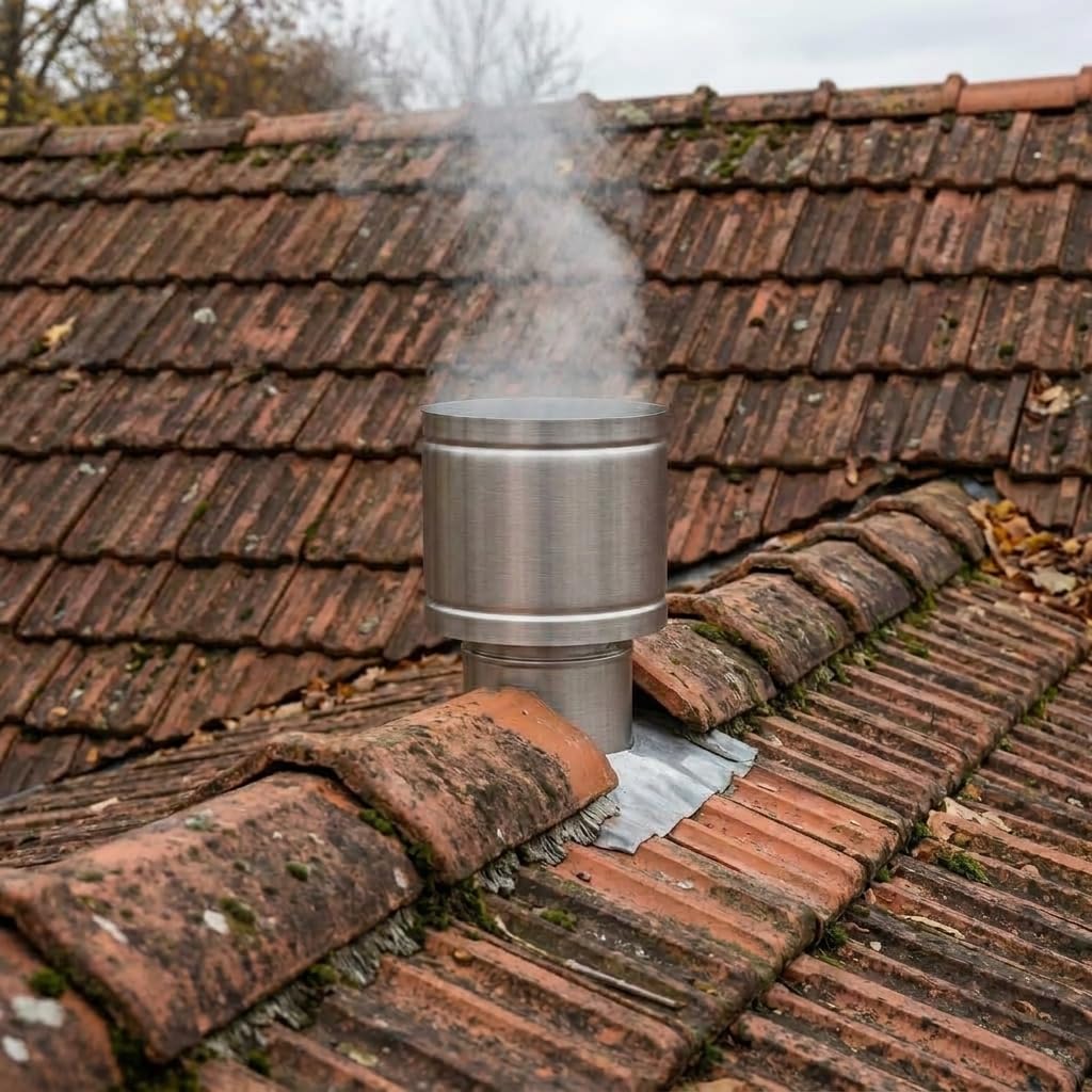MAKA Comignolo Terminale a Botte Tondo, Cappello Camino Antipioggia in Acciaio Inox, per Espulsione Fumi Legna, Metano e Gasolio (Inox, Ø 230 mm)