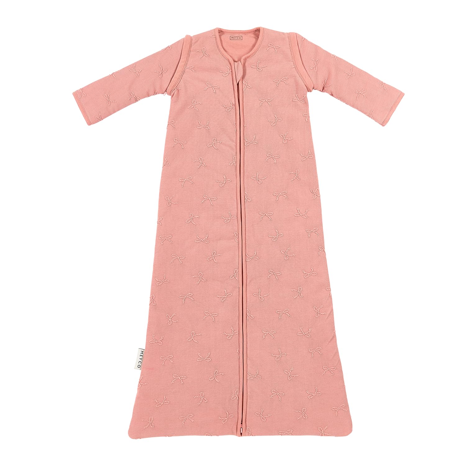 MEYCO Ganzjahresschlafsack abnehmbaren Armen 70cm 2.5TOG Bow Rose | Aussenseite 100% Baumwolle - Oeko Tex zertifiziert - Schlummersack - langer Reißverschluss - hautfreundlich, atmungsaktiv