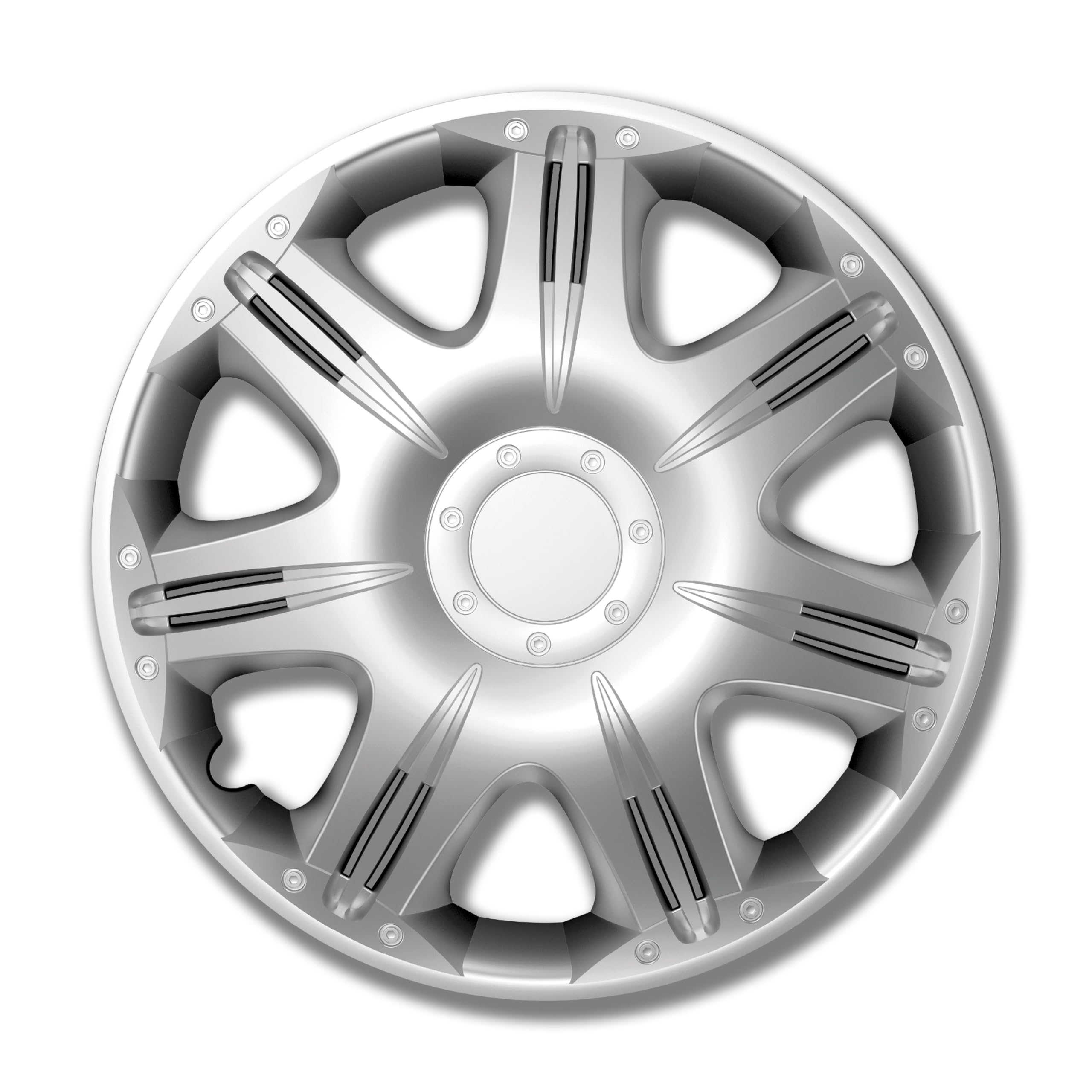 Petex Opus RB530115 Decorative Hubcap 15 Inches One Layer of Paint ABS Plastic Silver - Car Wheel Trims (Set of 4)