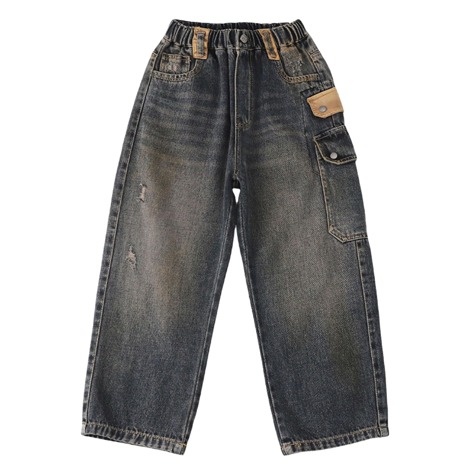 Pantalones Vaqueros Cargo duraderos para niños, Pantalones Casuales de Pierna Recta para niños, Ropa cómoda de otoño y Temporada.#g