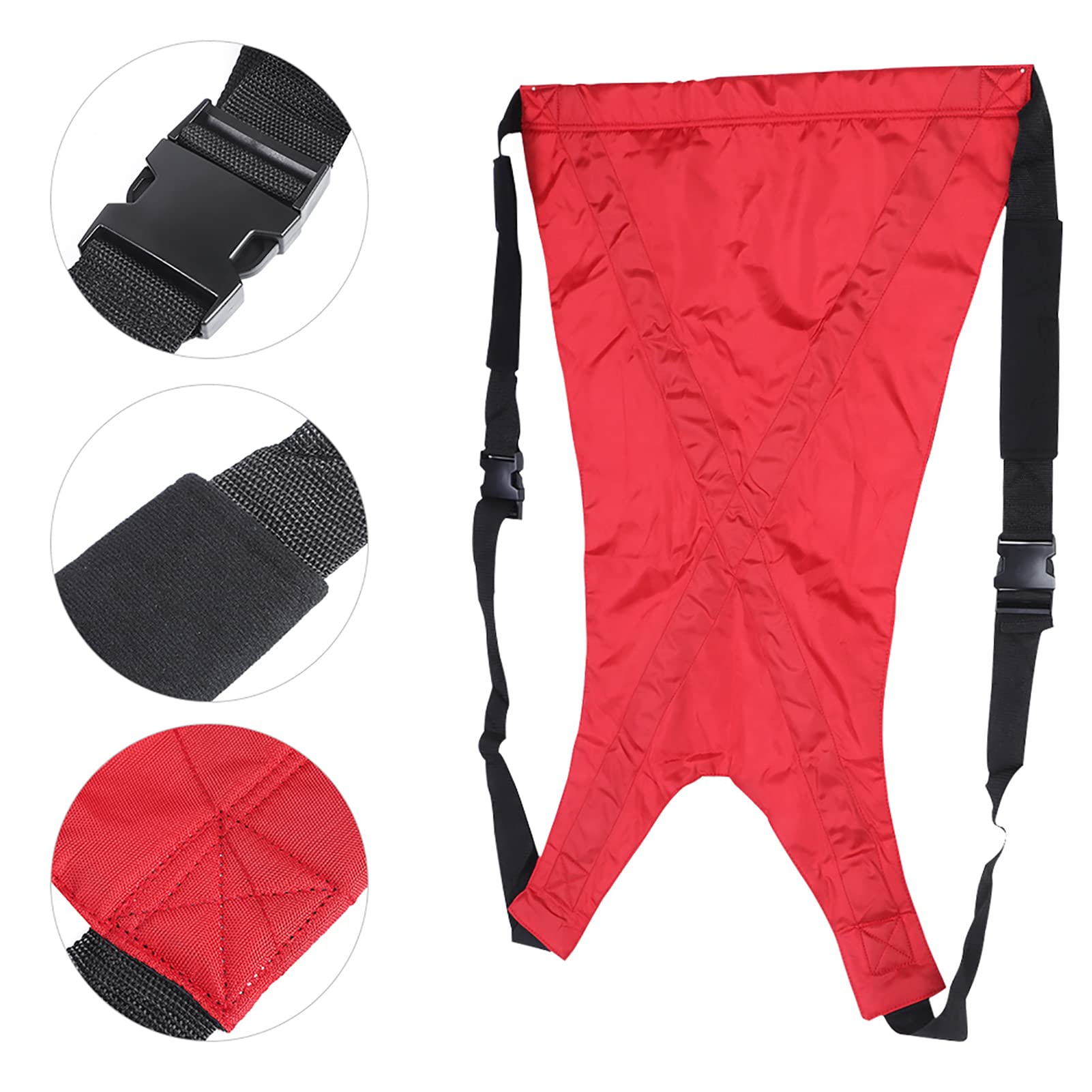 Cryfokt Correa de Transferencia para Pacientes de Edad Avanzada Correa Trasera Impermeable de Doble Capa Suministros de Enfermería para Personas con Movilidad Reducida, Soporte de Carga de 80 Kg Rojo
