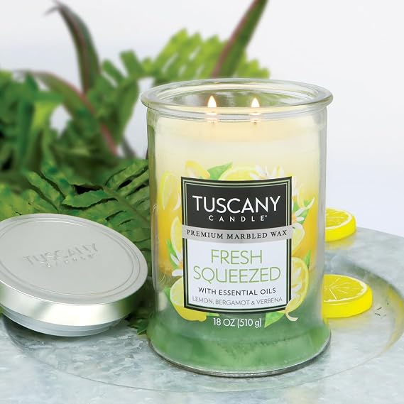 Tuscany Candle Fresh Squeezed: Lemon & Bergamot Scented Candle, 18 oz