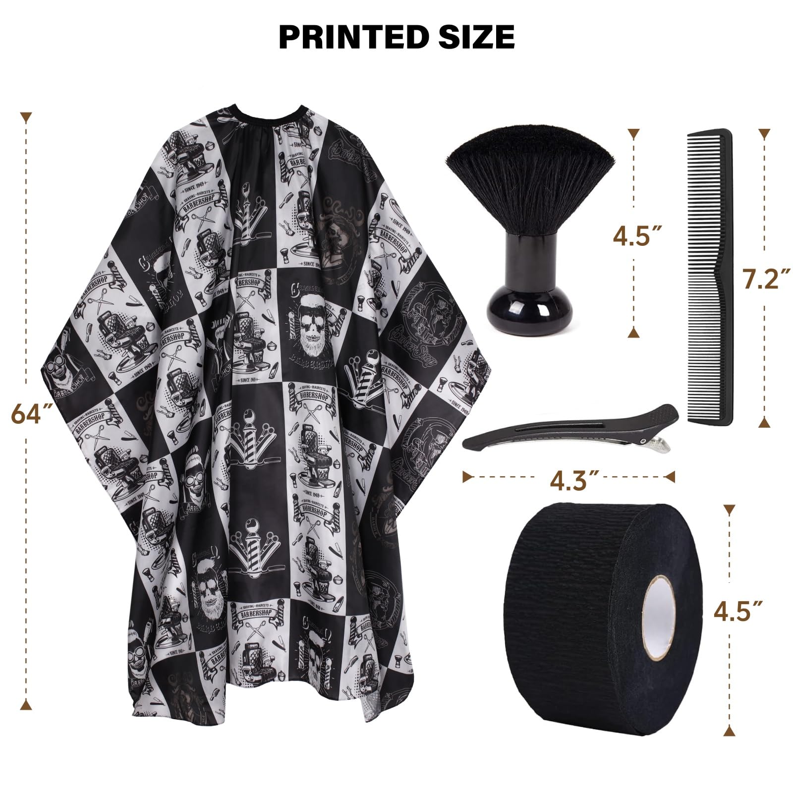 Capa de corte de pelo impermeable para hombres – Capa de salón con tira para el cuello y cepillo de peluquero – Juego de 5 piezas (64 x 56 pulgadas) 2