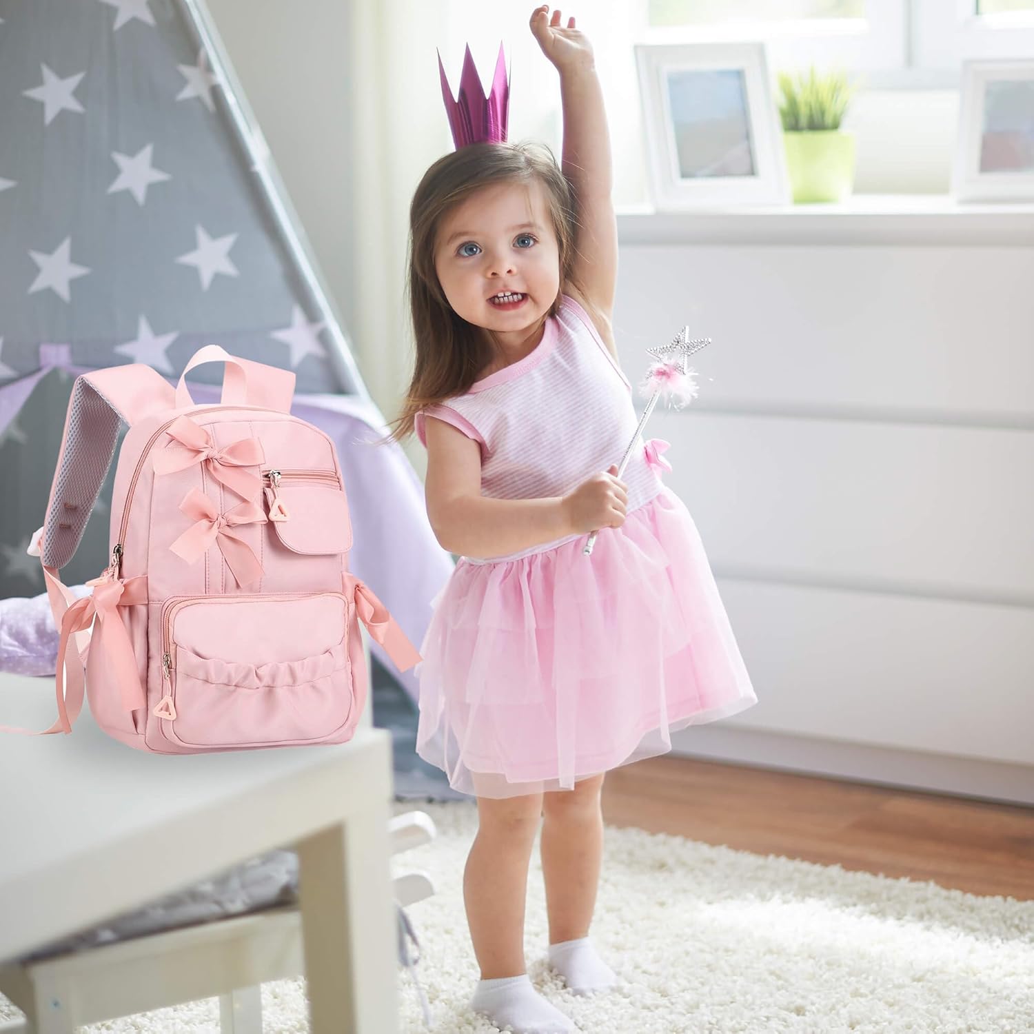 Phaoullzon Toddler Preschool Backpack for Girls - Kids Bow Ballet Dance Bags