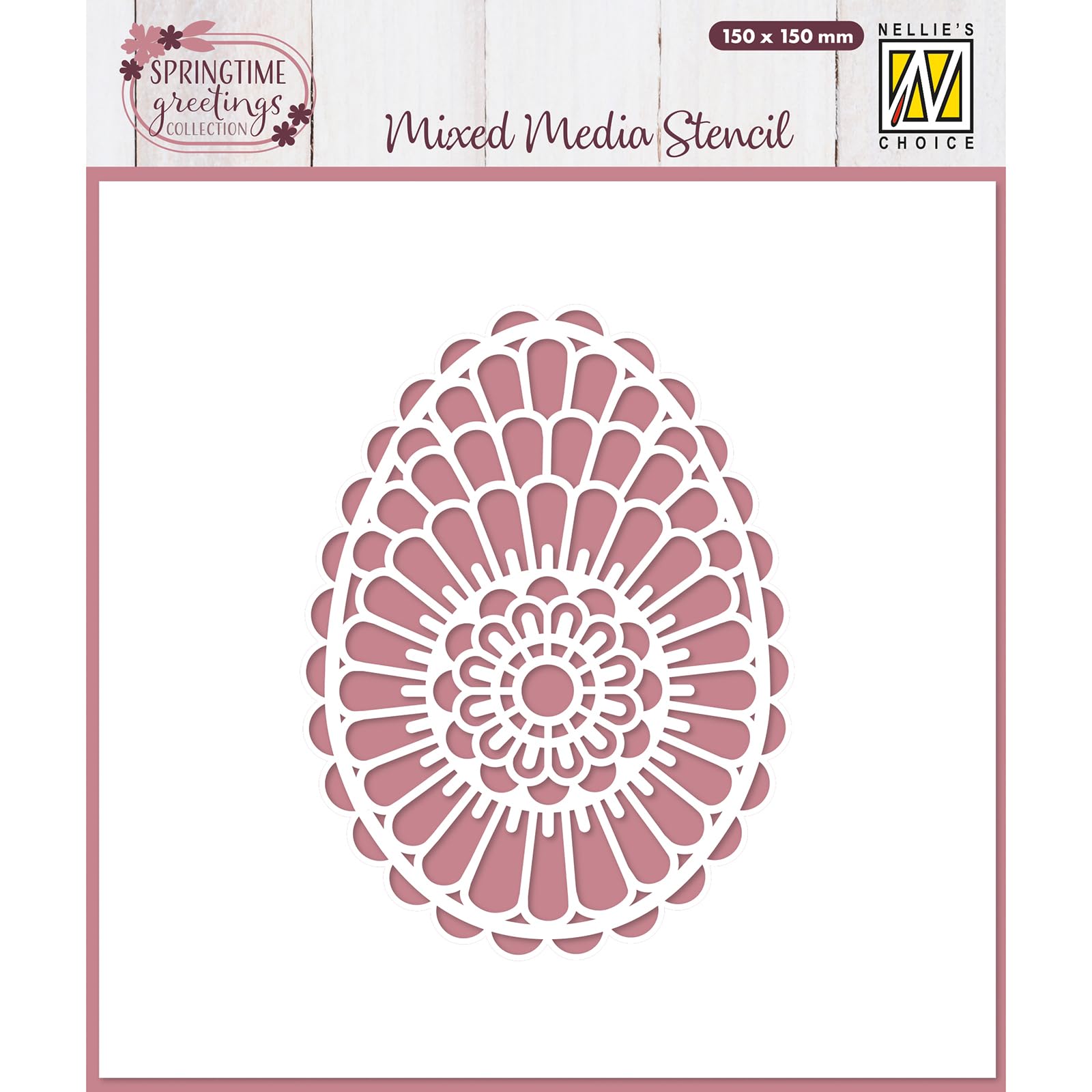 Nellie's Choice Stencil Easter Egg Flower Wreath 5.9 x 5.9 inch / 15 x 15 cm - Reusable Stencil for Crafts, Scrapbooking, Cardmaking and Other Papercrafts, White