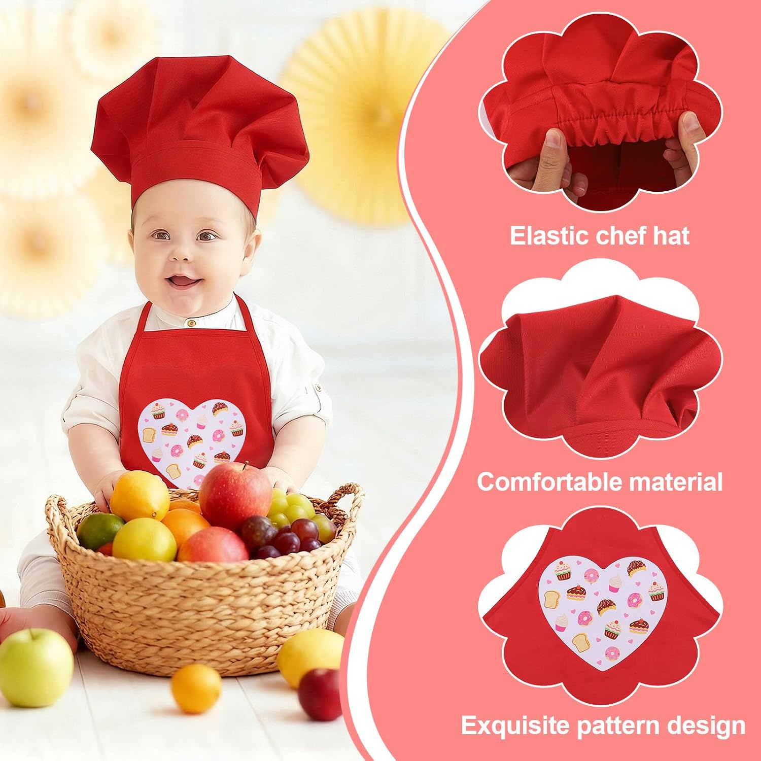 2 Pack Baby Photography Props, Baby Chef Hat and Apron