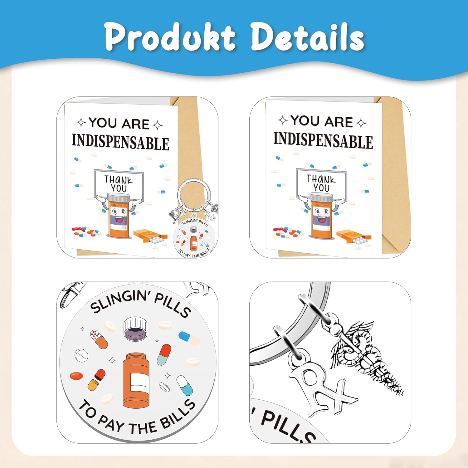 Pharmacy Pharmacist Gifts Keychain Card - Funny Keychain Thank You Card with Envelope Velvet Pouch for Men Women Pharmacy Technician Appreciation Graduation Retirement Medical Office Keyring Gift - Image 3