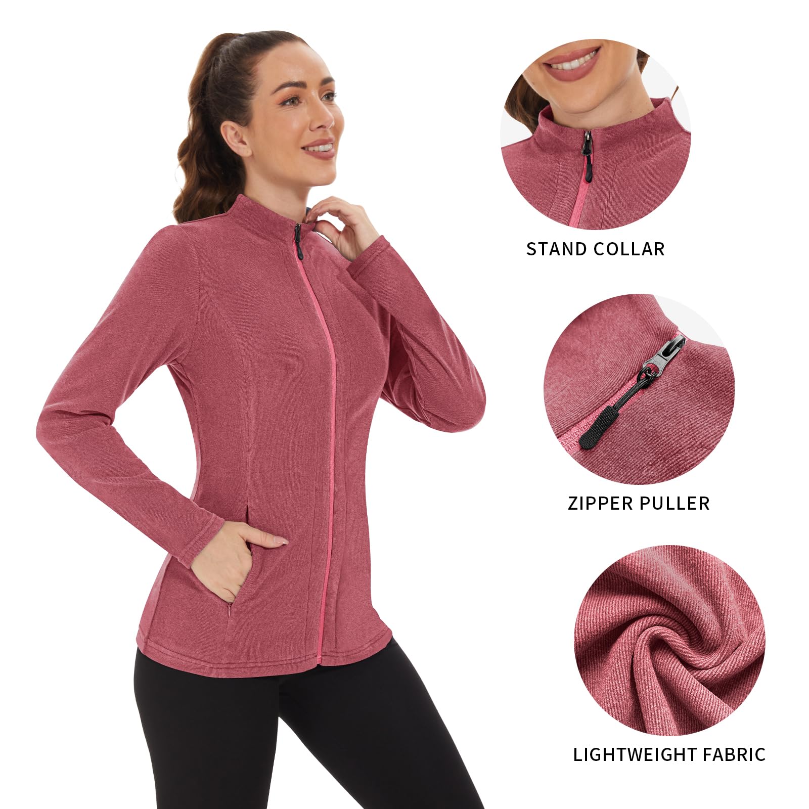 WOWENY Veste polaire pour femme avec doublure chaude col montant et fermeture éclair complète légère et antistatique pour l'hiver l'extérieur la course la randonnée et les loisirs