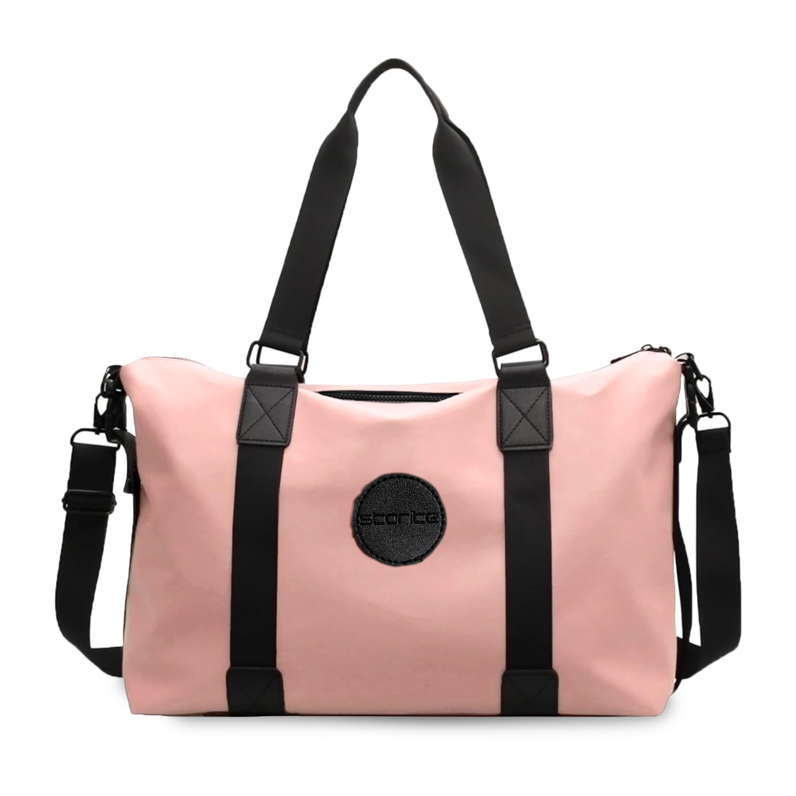 Storite Travel Duffel Bag for Women & Men, Water-Resistant Nylon Weekender Bag with Adjustable Shoulder Strap, Lightweight Overnight Luggage Bag for Travel, Sports & Daily Use (Pink)