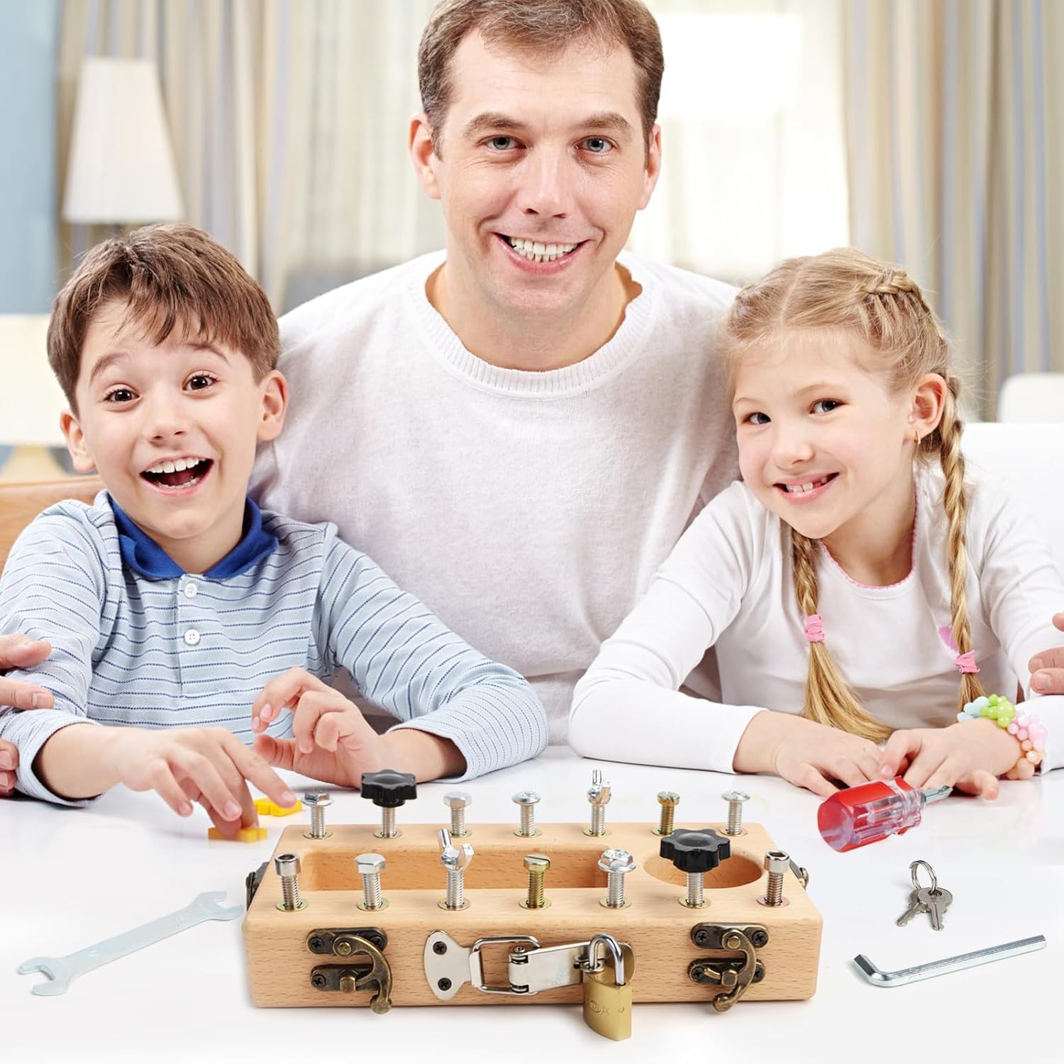 Montessori Houten schroefplank, speelgoed vanaf 3 - 5 jaar, schroefplanken voor kinderen, motoriekspeelgoed, educatief speelgoed, cadeau