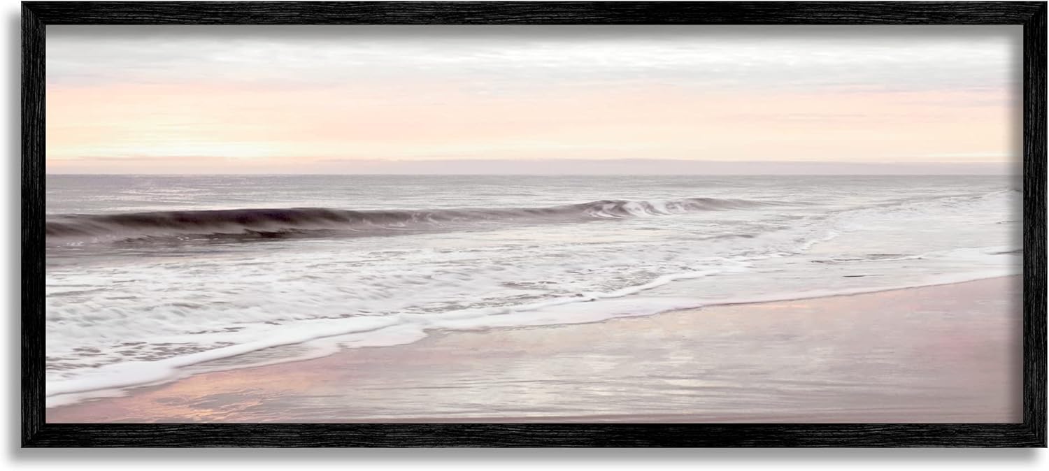 Stupell Industries Tropical Waterfront Sunrise Incoming Tide Beach Panoramic Photography