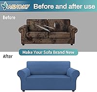 Vista 39 de Asnomy Couch Covers for 3 Cushion Couch Stretch Sofa Covers Slipcovers, Pet Protector Furniture Covers for Dogs Cats Spandex Jacquard Fabric Small