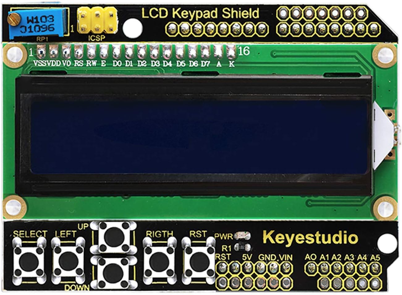 KEYESTUDIO LCD Shield Module Display 16x2 Display Module Blue Keypad ...