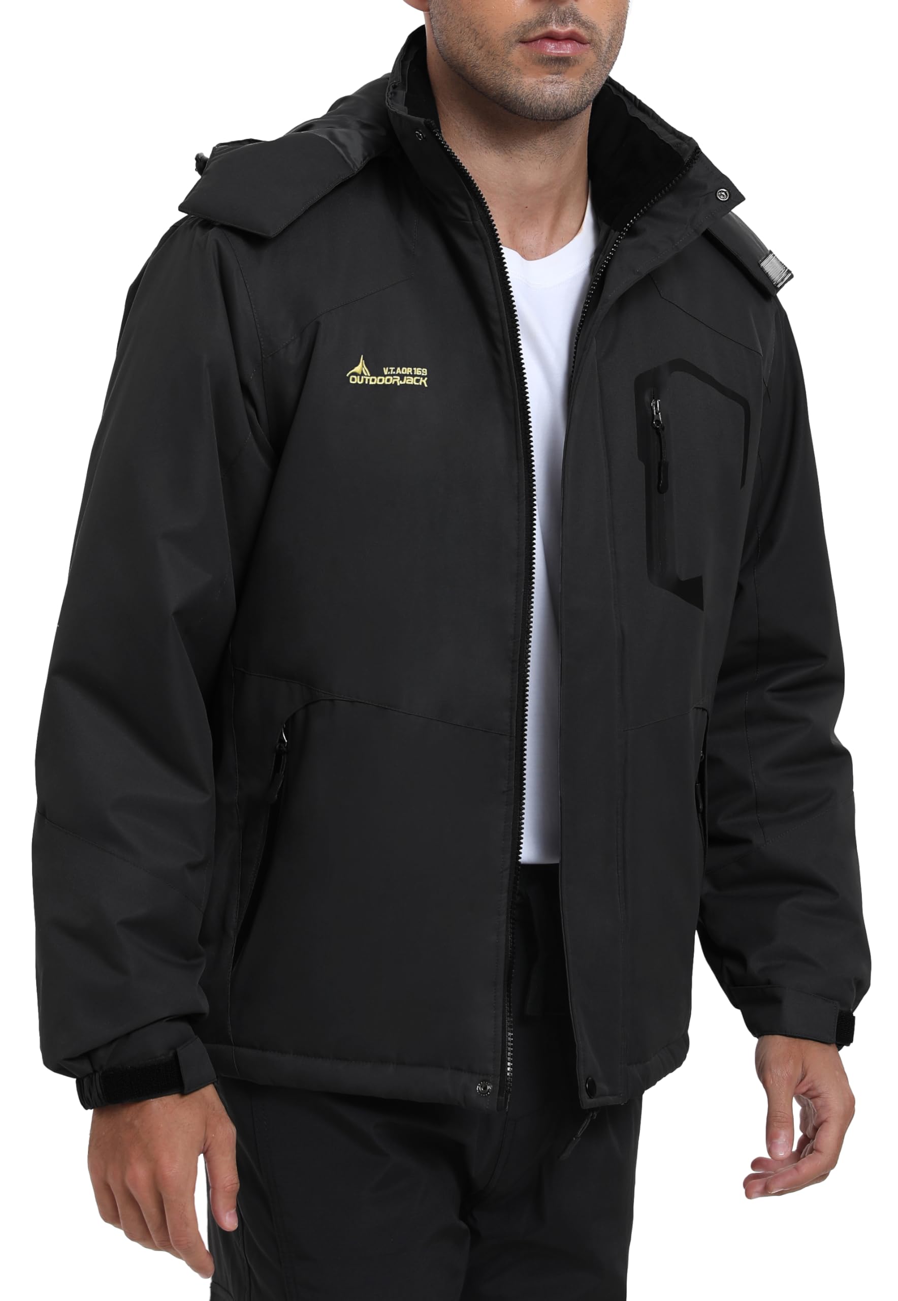 Chaqueta Esquí Impermeable Hombre Lana Cazadora Montaña Snowboard Invierno Forro Polar Cálida Antiviento Abrigos con Capucha Desmontable Exterior