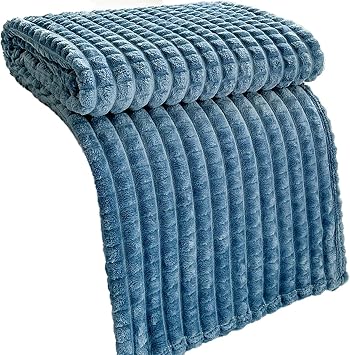 Throws for Sofas, Fleece Blanket King Size for Single Double Bed Adults,Blankets Fluffy Warm Soft Throw Plaid Armchairs Bedroom Couch All SeasonBlue,150x200cm
