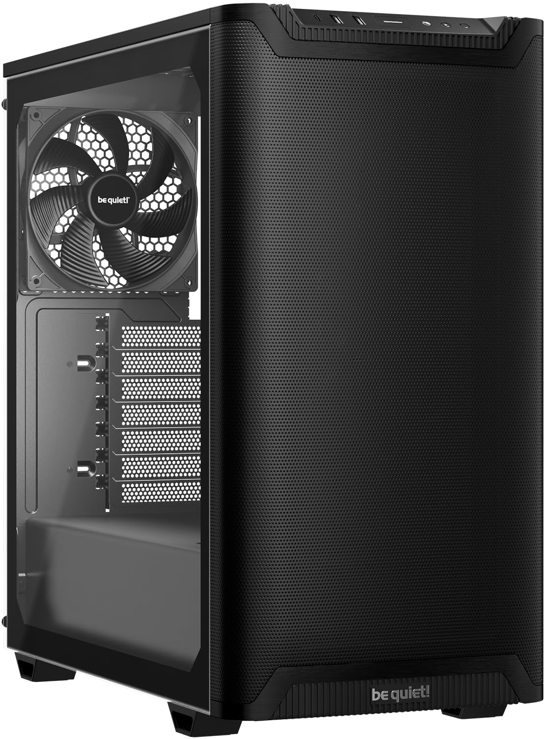 be quiet! Pure Base 501 Airflow Window Black PC-Gehäuse, 2 vorinstallierte Pure Wings 3 140mm PWM-Lüfter, hoher statischer Druck, USB 3.2 Gen. 2 Type C, geräumiges Design, Seitenfenster aus Temperglas