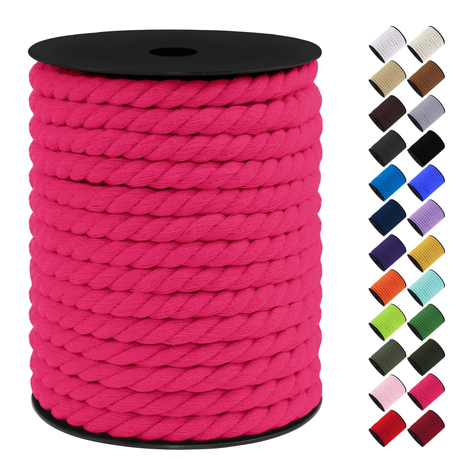Corde Macramé 10mm, 23m Fil Macramé Ficelle Corde Cordon Coton Naturelle, Grosse Corde Douce pour DIY, Porte Plante Mural, Jardin Décoration, Artisanat (Rose Rouge)