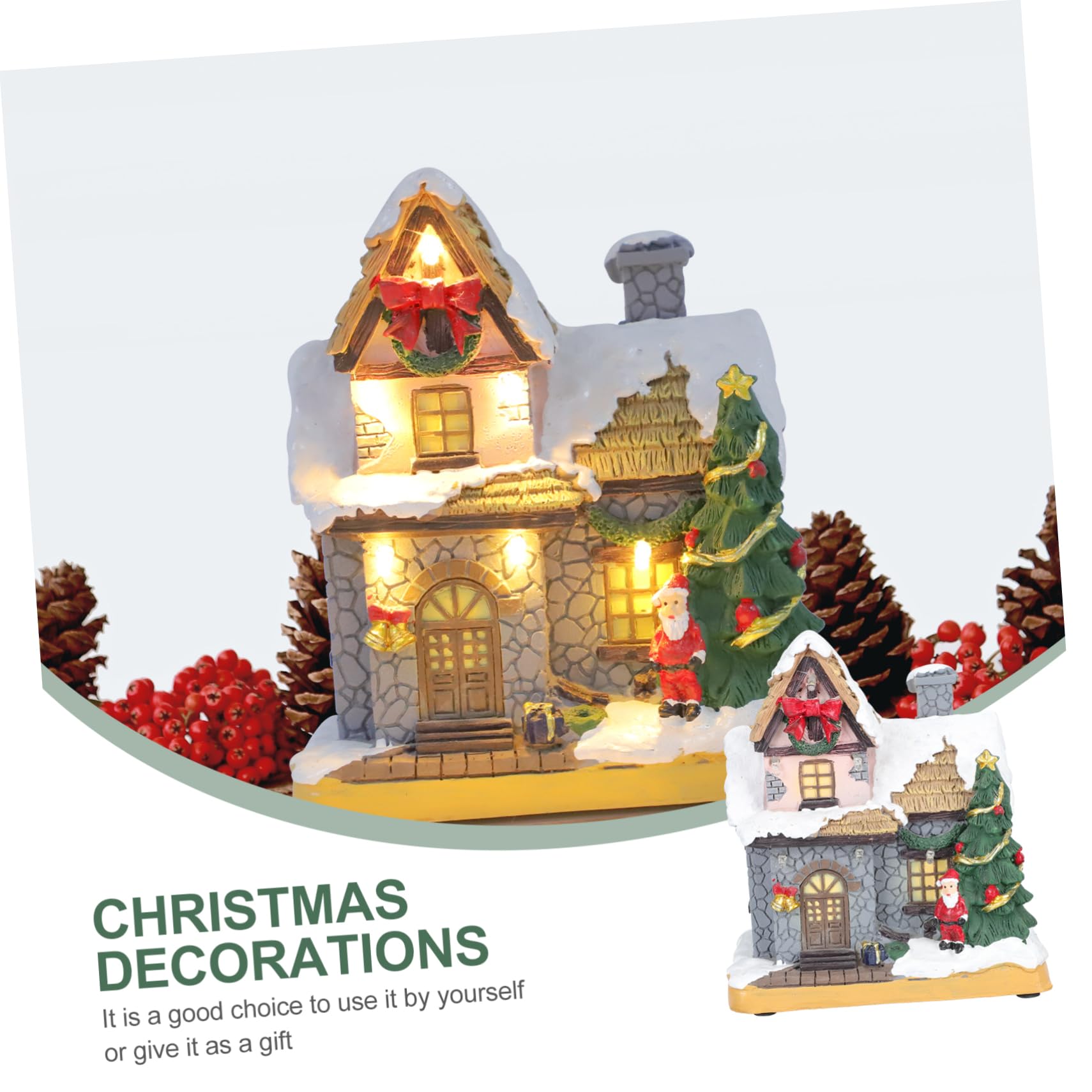 COLLBATH Decoración de Casa Iluminada Casa de Resina Navideña Adorno para Decoración para Micro Suministros Navideños para Escenario de Navidad