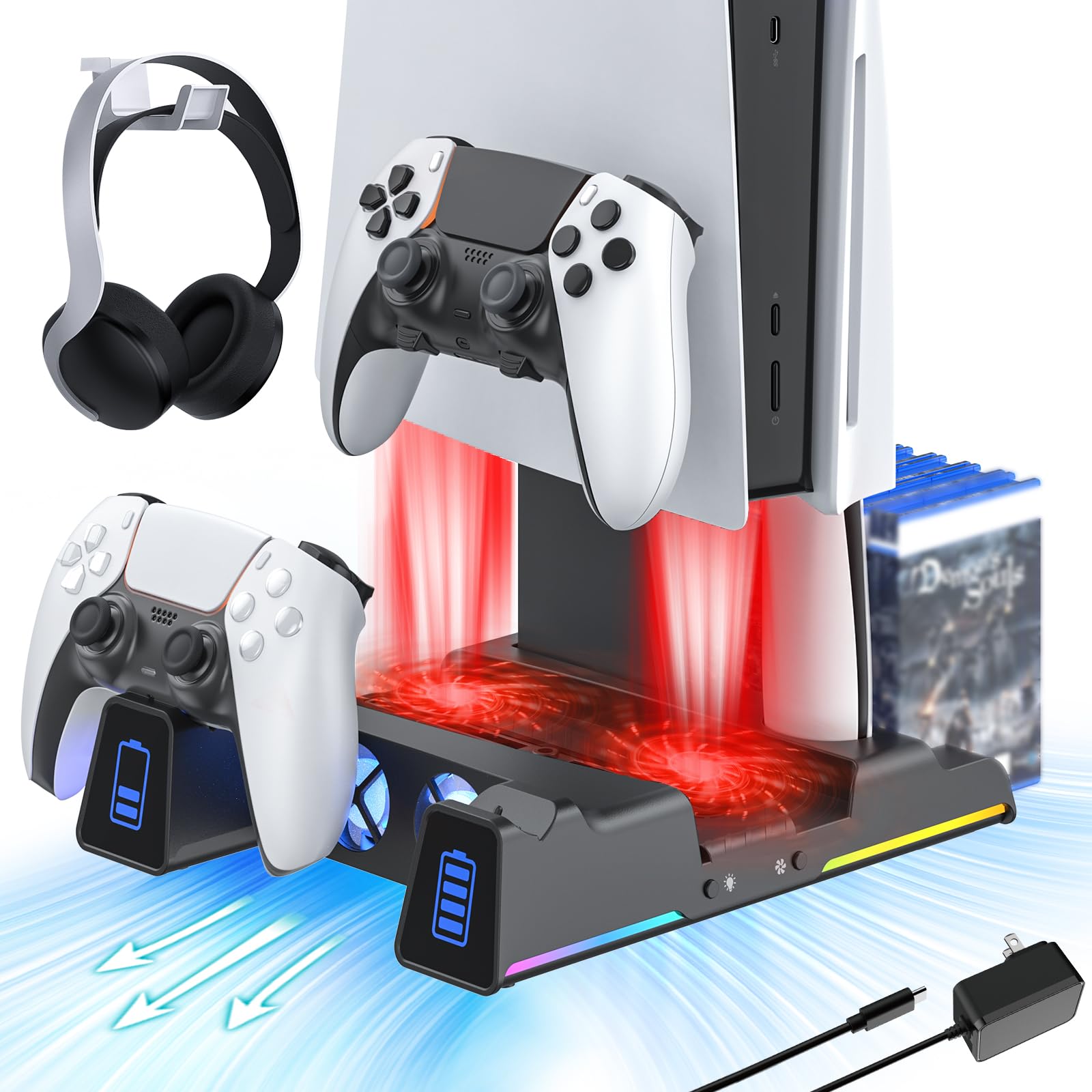 Amazon.co.jp: NexiGo PS5用スタンド RGB LEDライトハードドライブ 