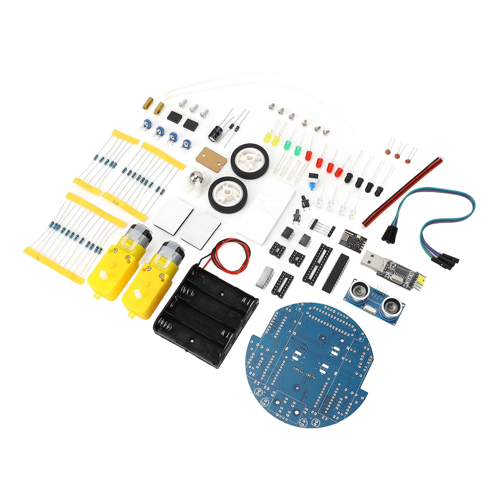 MCU Robot Project Smart Car Kit para programación gráfica - Evitación de obstáculos ultrasónicos y Control Bluetooth - Seguimiento por Infrarrojos y Descarga USB - Incluye Cable