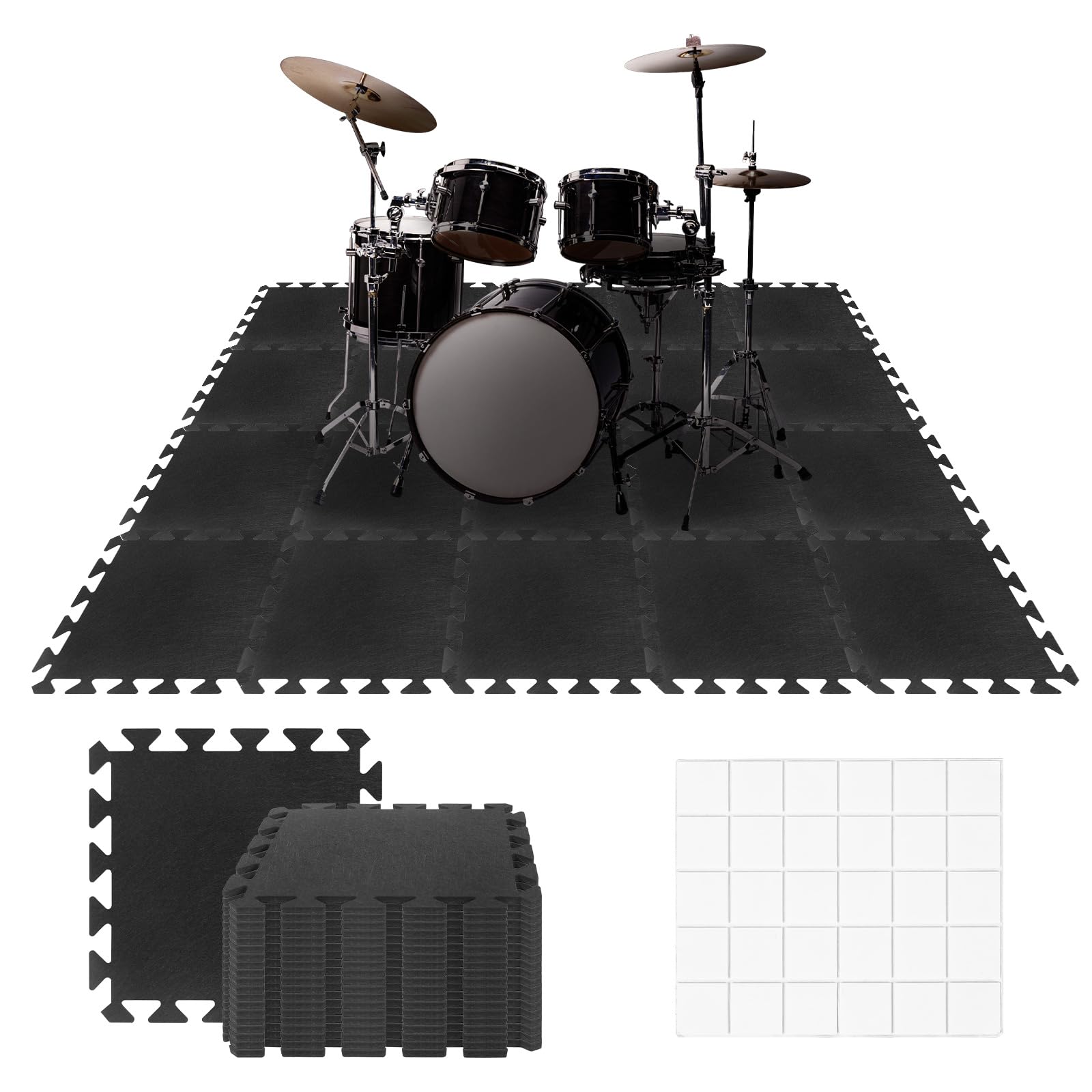 20 tappetini fonoassorbenti, 11,8 x 11,8 x 0,4 pollici, in feltro ad alta densità, per studi di audio, colore nero
