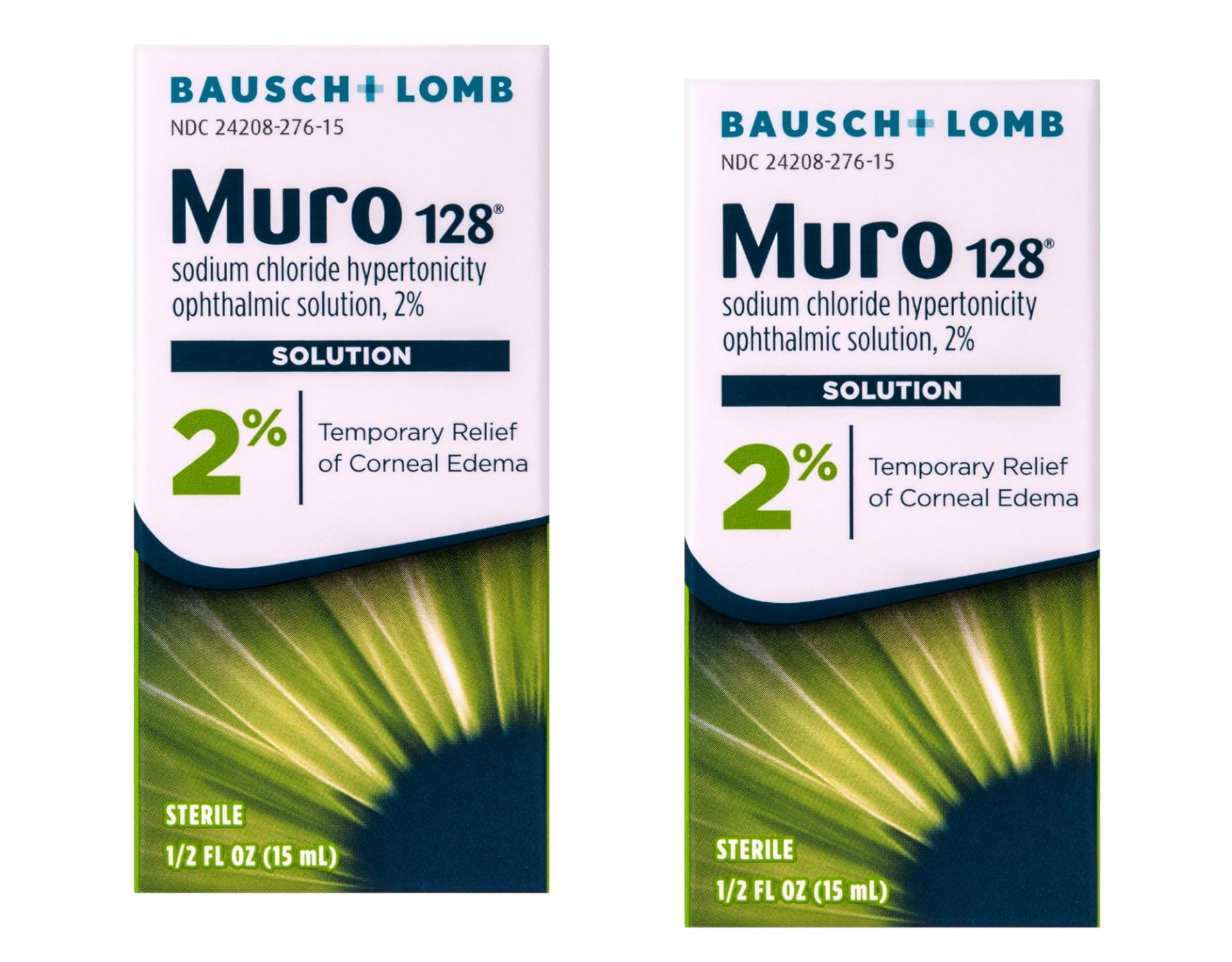 Muro 128 2% Sodium Chloride Hypertonicity Ophthalmic Solution, from Bausch + Lomb, 0.5 Fl Oz (15 mL) (Pack of 2)