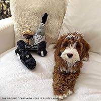 Vista 6 de Haute Diggity Dog Black Checker Chewy Vuiton Bone, Juguetes de Peluche de Diseñador para Perros con Chirriador Interactivo, Estimulante