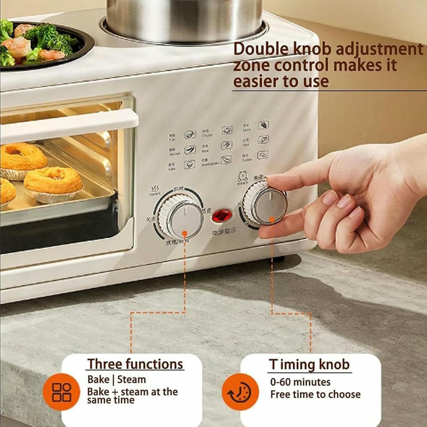 Home Multifunctional Breakfast Machine, 4-in-1 Breakfast Maker Station for Bacon, Ham, Sausage, Hashbrowns