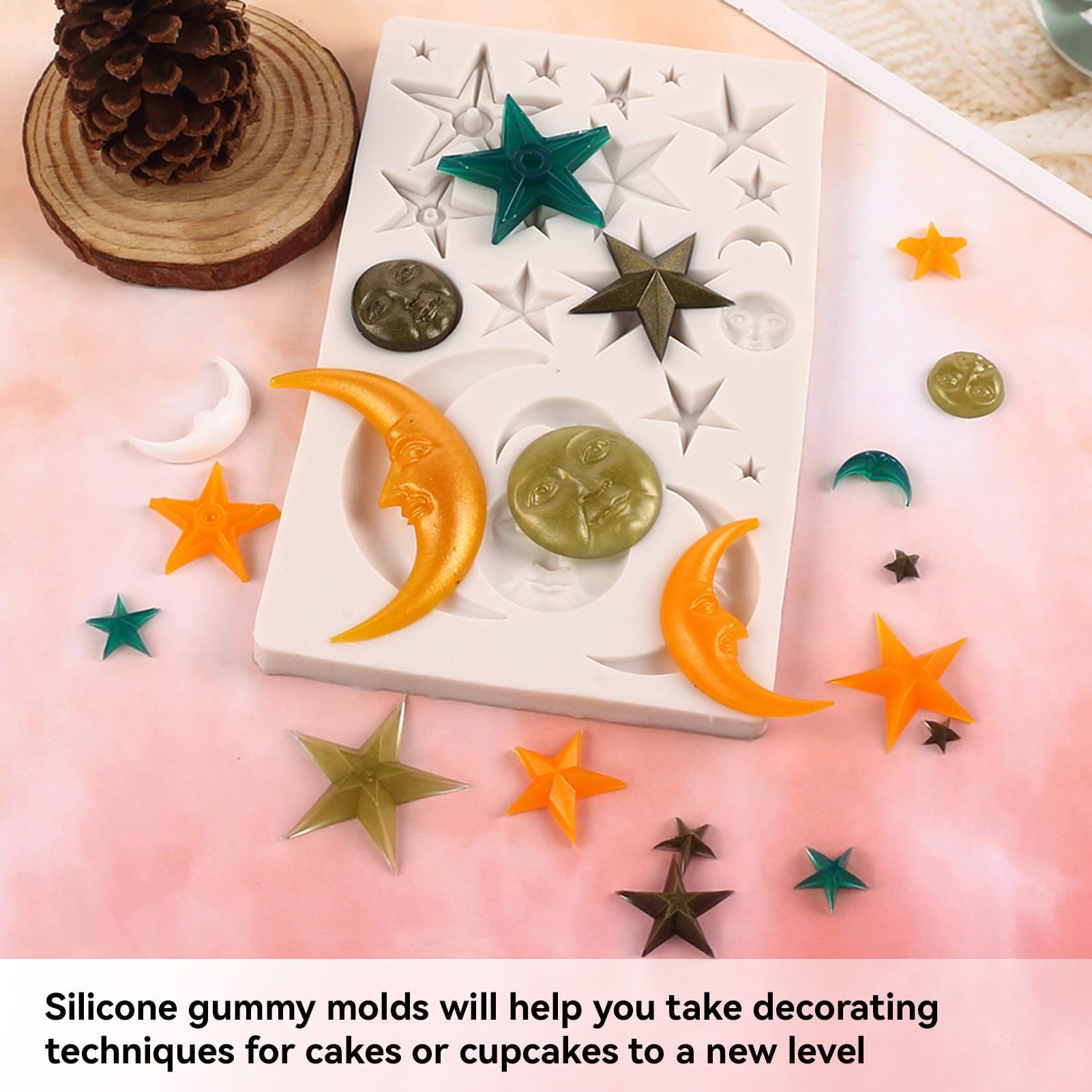 Star Moon Clouds Shaped Silicone Fondant Molds -Cute Candy Making Supplies -Candy